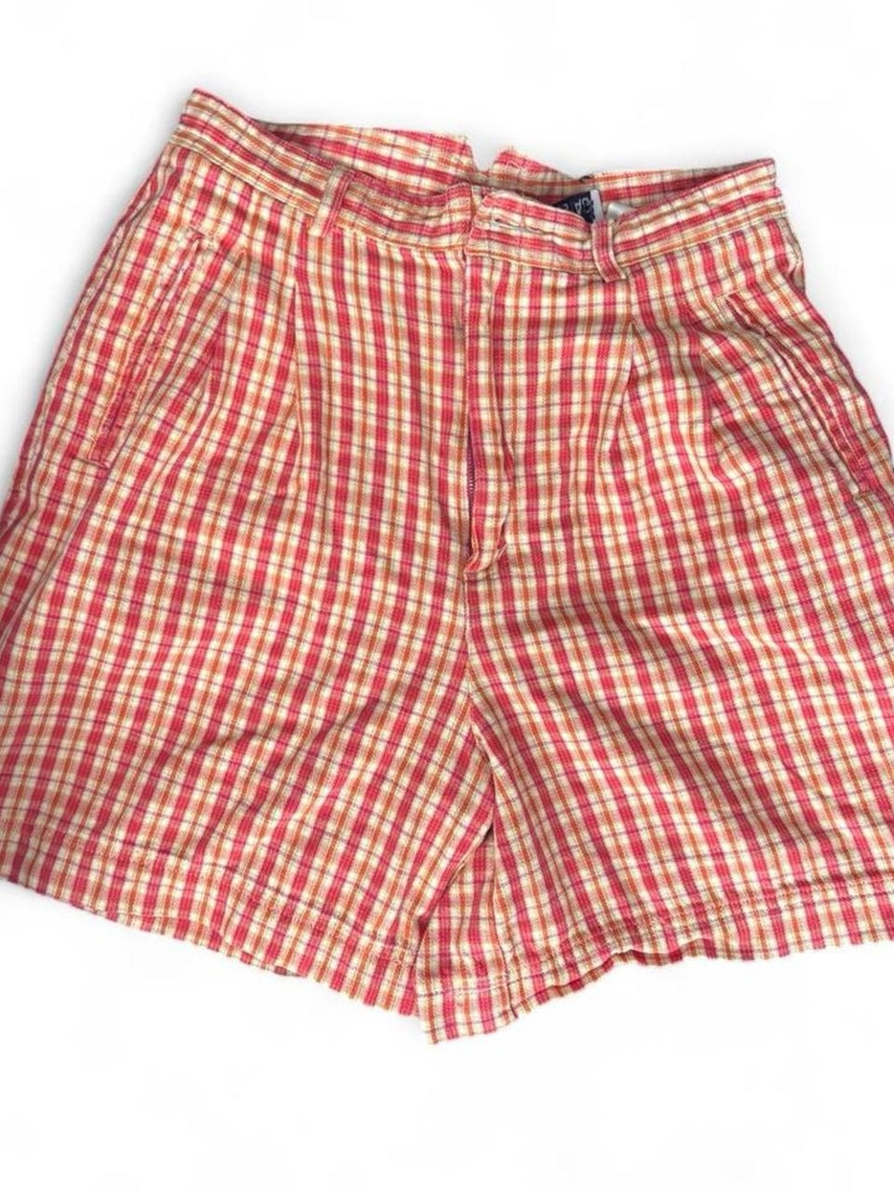 White Stag Orange, Pink & Cream Plaid Shorts